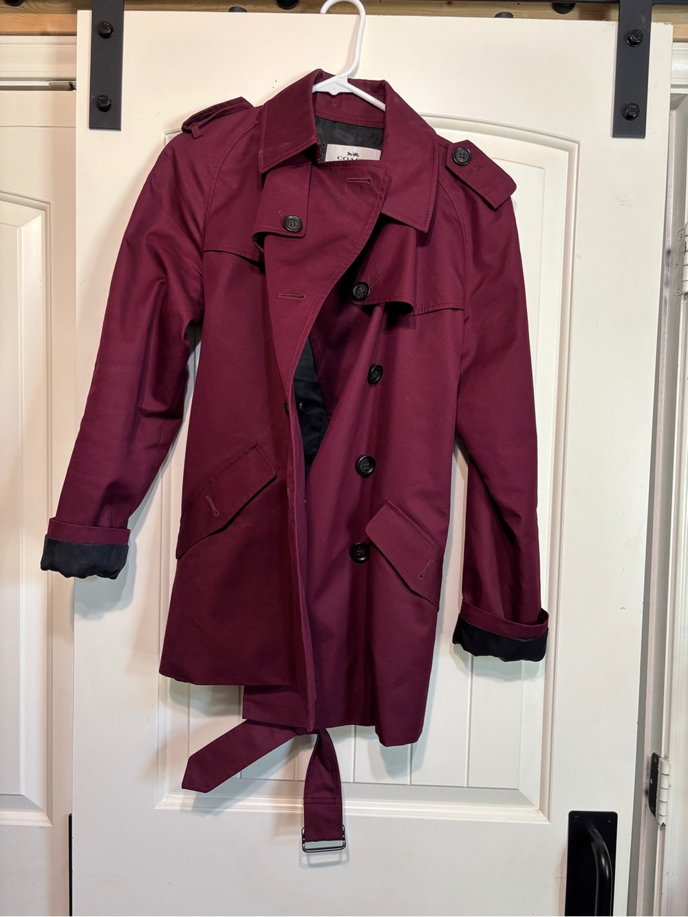 Coach Burgundy Trench Coat with Waist Tie Medium EUC